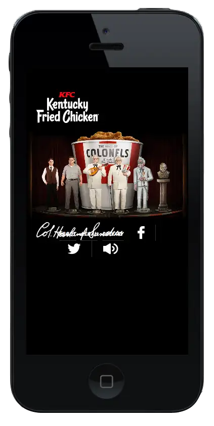 Screen shot of the KFC app, in which animation is used.